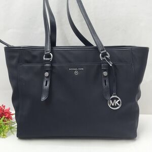 Michael Kors Sullivan Black Nylon Leather Trim Double Handle Tote Shoulder Bag